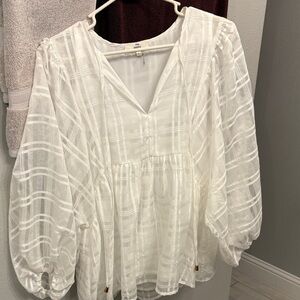 Entro White Textured Blouse